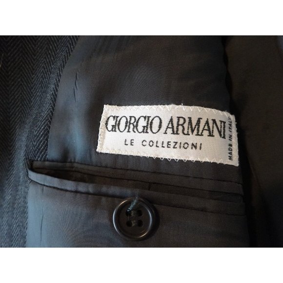 GIORGIO ARMANI Le Collezioni Made Italy Wool Slate Gray JACKET Herringbone 40R - Picture 8 of 10